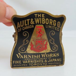 Ault & Wiborg Varnish Vintage Antique Advertising Brass Paper Clip - 80576