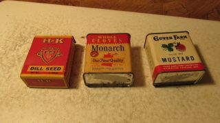 3 Old Spice Tins H & K Monarch Clover Farm