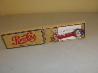 Pepsi Cola Bottle Cap Watch With Red Leather Band Red White & Blue Mib