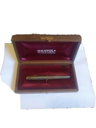Vintage Sheaffer Imperial Sterling Silver Diamond Pattern Fountain Pen With Case