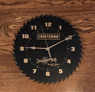 Vintage Craftsman Black 10” Circular Saw Blade Wall Clock Sears Roebuck & Co.