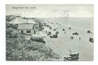 Canada Ontario Wasaga Beach Old Cars Je Evans Port Rowan Postcard C.  1930 