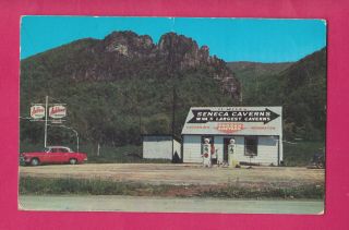 Mouth Of Seneca,  Wv,  Postcard View Of Ashland Service Station And Old Car