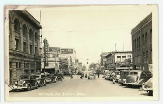 Rppc Wetmore Avenue Old Cars Advertising Signs Everett Wa Real Photo Postcard