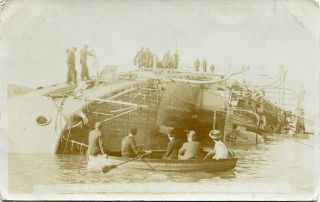 Isle Of Wight - Wreck Of Hms Gladiator 1908 - Old Real Photo Postcard View
