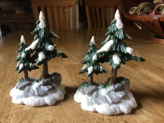 Christmas Village Accessories - Heartland Valley - Set Of (2) Matching Pine Trees