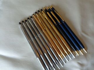 2 Different Cross Writing Instruments 4 Ballpoints,  8 Pencils,  Some Gold