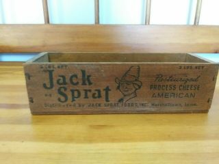 Vintage Jack Sprat Wooden Cheese Box 2 Lb - Iowa