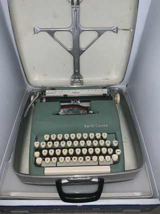 Vintage Smith Corona Sterling Typewriter W Case Seafoam Green
