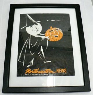 Vintage 1955 Northwestern News Framed Halloween Print