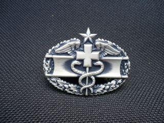 Sterling Wwii Era,  U.  S.  Army Combat Medic Second Award Badge & Officer Insignia