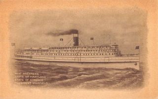 Baltimore Steam Packet Co Old Bay Line Steamer President Warfield Pc Aa19544