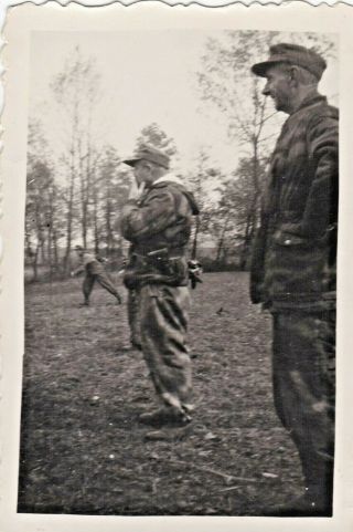 Ww2 German Photo - Late War 1944 - 45 Troops In Tan & Water Camo Uniforms