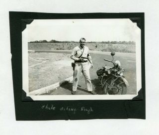 Vintage Wwii Photo Military Police Mp W/ Gun & Harley Davidson Motorcycle 432196