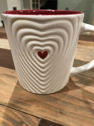 Starbucks Red Heart White 3d Coffee Tea Mug Cup 2008 16 0z Love Valentines