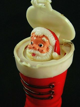 Vintage Hard Plastic Santa In Boot Pops Up W Loud Squeek - - - To Bruce Only