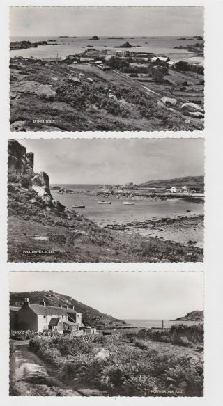 Three Old Real Photo Cards Of Bryher Island Scilly Isles Around 1950