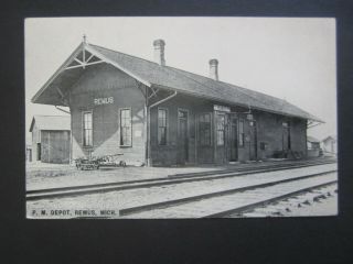 Old Vintage - Pere Marquette Railway Station / Depot - Remus Michigan - Postcard