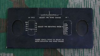 WWII US Army GI M1 Garand M1903 Rifle Sighting Device Training Aid Card 2