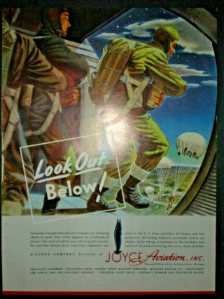 1944 Paratrooper Jumping Out Plane Wwii Parachute Joyce Vintage Trade Print Ad