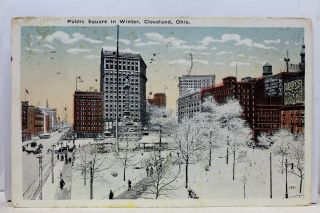 Ohio Oh Cleveland Public Square Winter Postcard Old Vintage Card View Standard