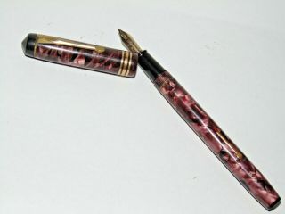 Vintage Conway Stewart 388 Purple Marble Fountain Ink Pen 14ct Gold Nib