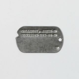 Wwii Us Army Single Dog Tag James Galloway 1944 Military
