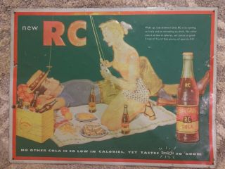 Vintage Rc Royal Crown Cola Picnic Tin Sign | 15.  5 " X12 " 1992 Poor