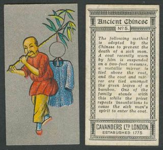 China 1926 Cavanders Old Cigarette Card Ancient Chinese Man Coat Mirror Bamboo 5