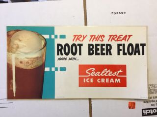 Vintage 1960s Sealtest Ice Cream Root Beer Float Paper Laminated Sign