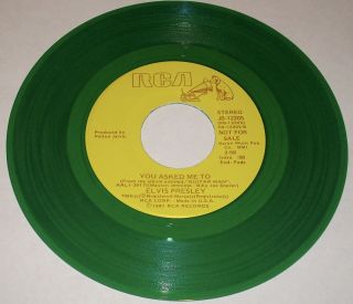 ELVIS PRESLEY LOVIN ' ARMS / YOU ASKED ME TO GREEN COLORED VINYL PROMO 45 2
