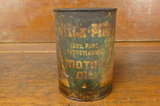 Vintage Welch Penn Motor Oil One Quart Metal Oil Can Empty Illinois Oil Products