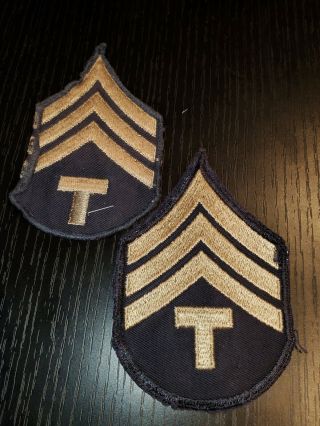 Wwii Us Army Tech Sgt E5 Navy Blue Twill Weave Patch Set