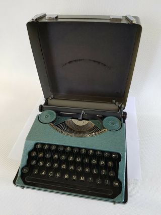 Vintage Portable Typewriter Hermes Baby Hammertone Color 1936 Swiss Decoration