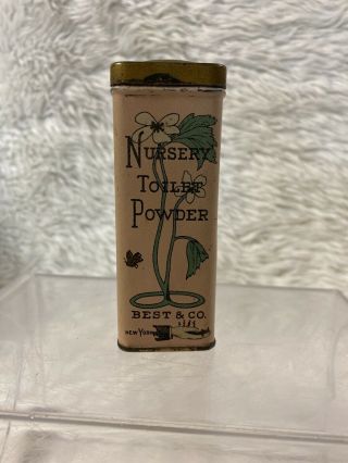 Vintage Best & Co.  Nursery Powder Baby Tin For Toilet & Nursery - Full Of Powder