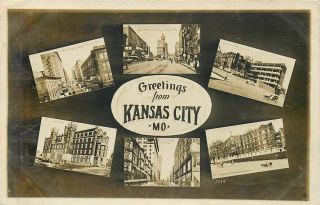 Greetings From Kansas City Missouri Old Multi View Real Photo Postcard View