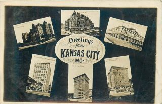 Greetings From Kansas City Missouri Old 1909 Multi View Real Photo Postcard View