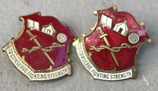 Ww2 Us Army Pair Medical Department Distinctive Unit Insignias Pin & Screw Back