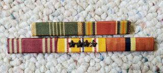 Us Wwii Us Army/ Air Corps 3/8 " Ribbon Bars,  2 Rows Of Mounted Pin - Backs