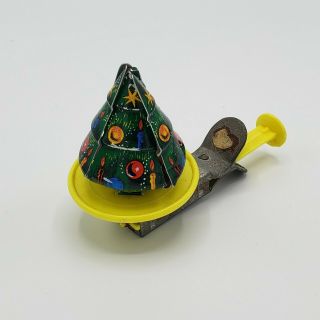 Vintage Magic Spinning Christmas Tree With Hidden Santa Tin Toy