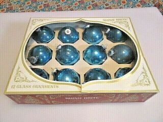Vintage 12 Shiny Brite Glass Christmas Ornaments - Blue