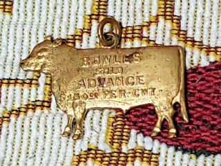 Old Bowles Advance Livestock Commission Co.  Chicago Fob Medal Charm Cow Moo