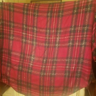 Red Cloth Plaid Round Tablecloth 64 Inches