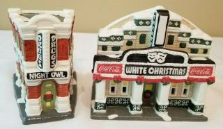 Coca - Cola " Movie Theater " And " Night Owl Drug Store " Lighted Village Buildings