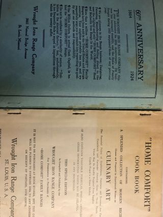 HOME COMFORT FOOD WROUGHT IRON RANGE CO.  St.  LOUIS USA 60th ANNIVERSARY PUB 1924 2