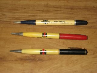 3 Vintage Ih International Harvester Mechanical Pencils - Merl Markley,  Luray,  Ks