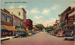Postcard Me Main Street Old Town Maine Street View Woolworth 