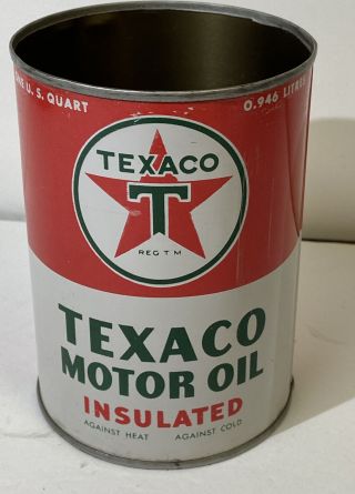 Vintage 1950’s Texaco Insulated Motor Oil Can Man Cave Item