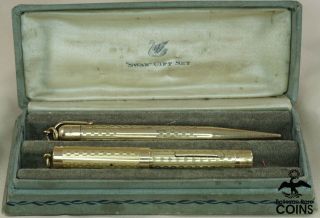 Set Of 2: Swan Fountain Pen & Mechanical Pencil Set W/ Box