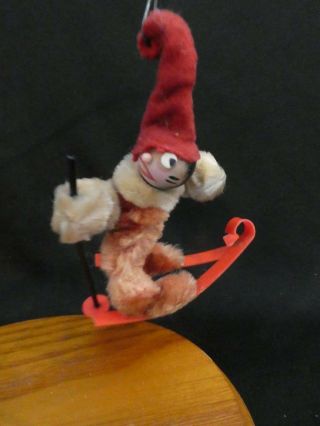 Vintage Pipe Cleaner Chenille Elf Ski Ornament